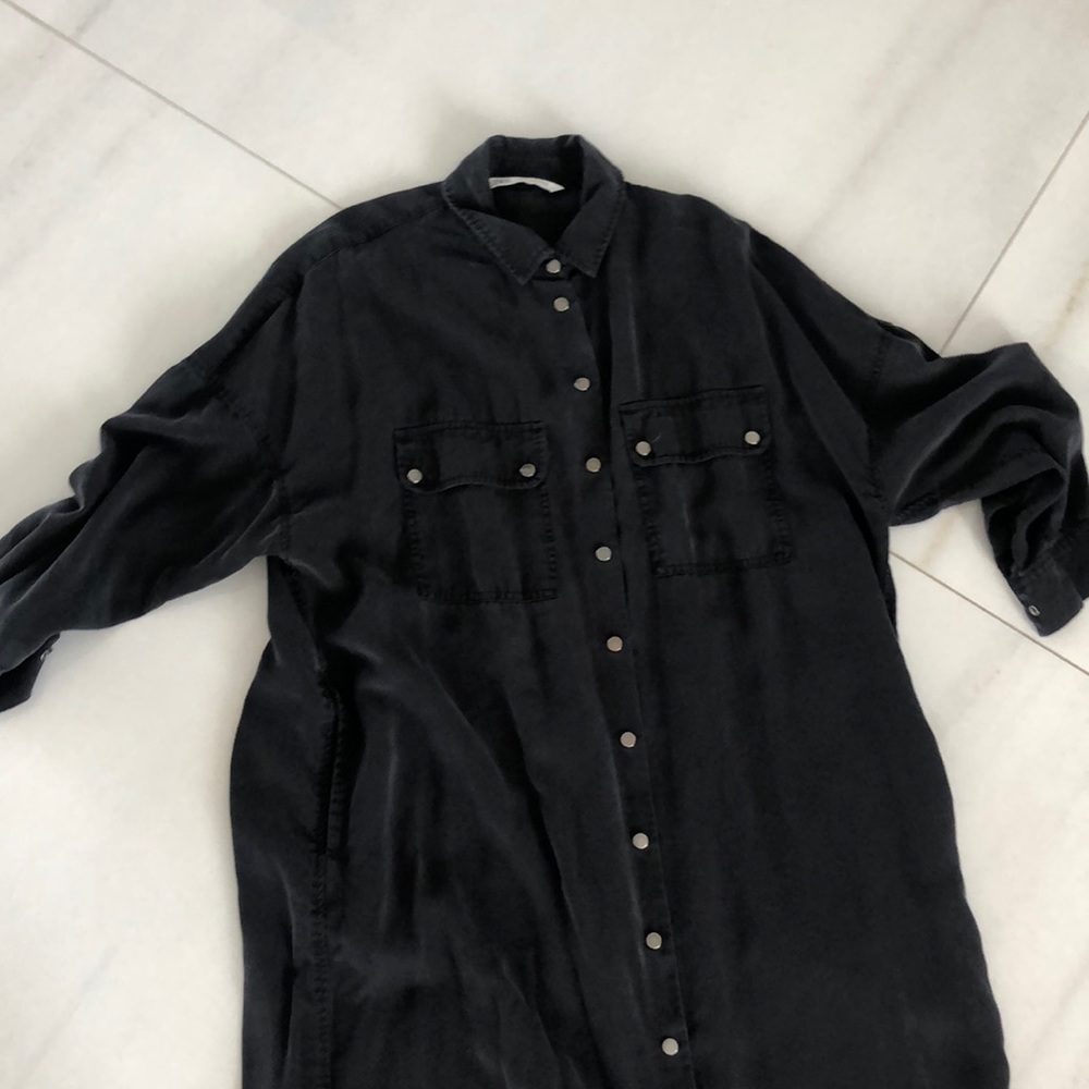 Snap button shirt dress